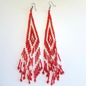 Long Dangling Beaded Earrings